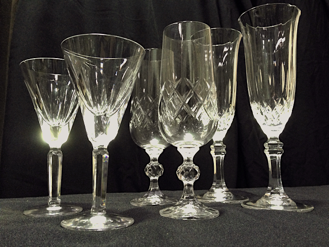 GLASSWARE, Crystal or Cut Glass - Champagne Flute Assorted